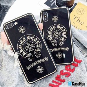 Chrome Heart Glitter Glass iPhone Case